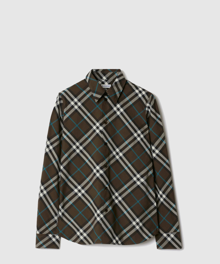 버버리 슬림핏 체크 코튼 셔츠 81037181