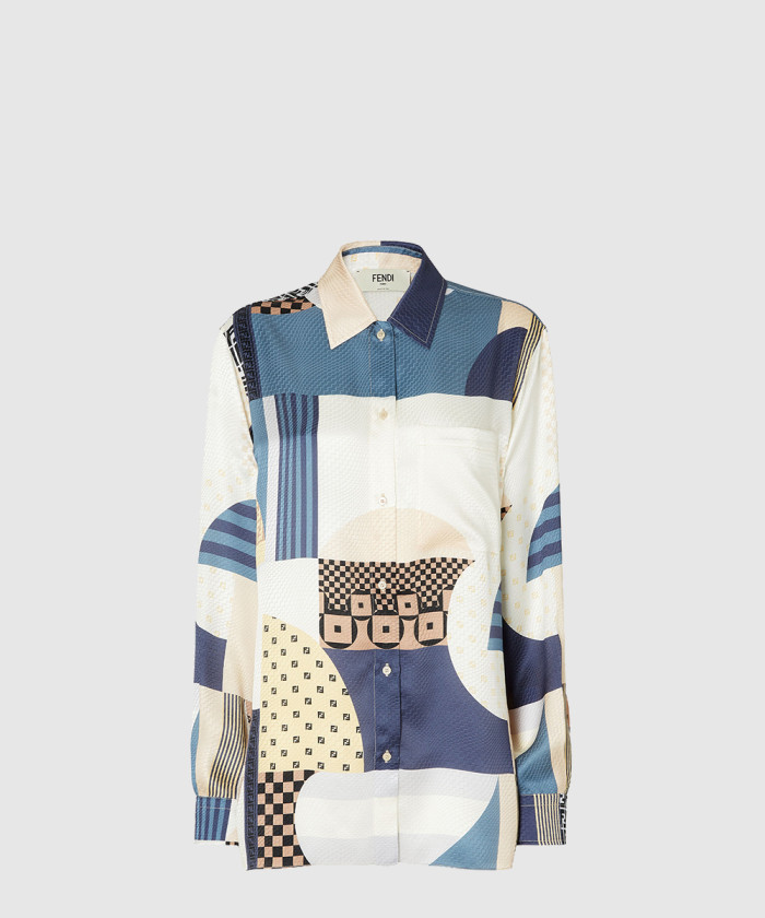 펜디 패치워크 프린트 실크 셔츠 FS8274