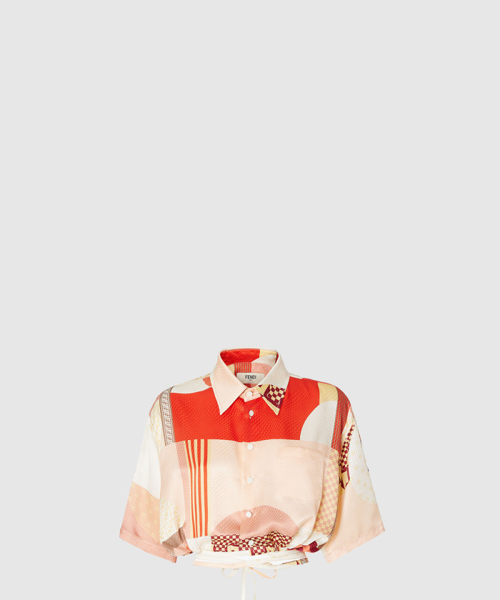 펜디 패치워크 프린트 실크 셔츠 FS8278