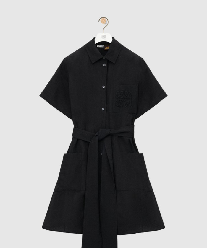 로에베 셔츠 드레스 비스코스 & 린넨