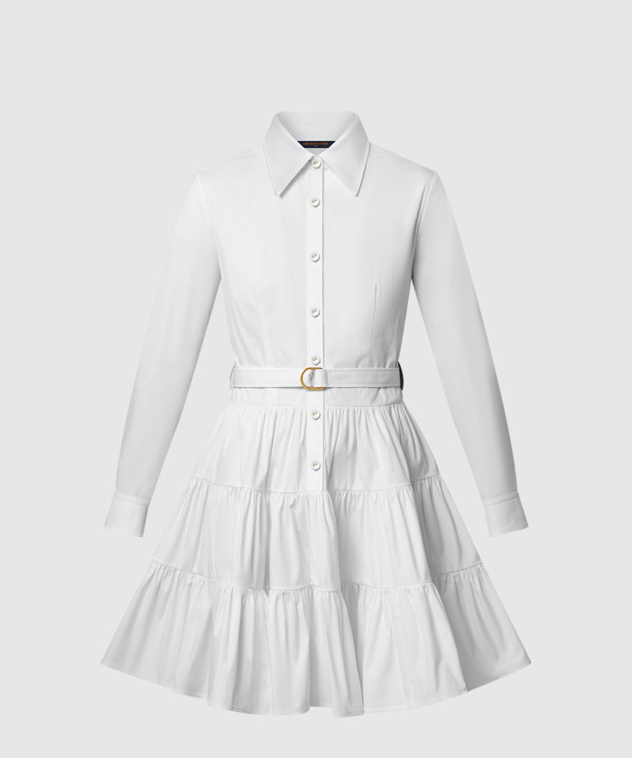 루이비통 벨티드 티어드 셔츠 드레스 1AIAP4