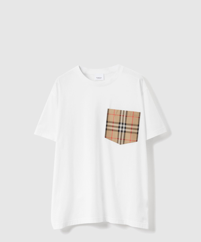 버버리 체크 포켓 코튼 티셔츠 80803221