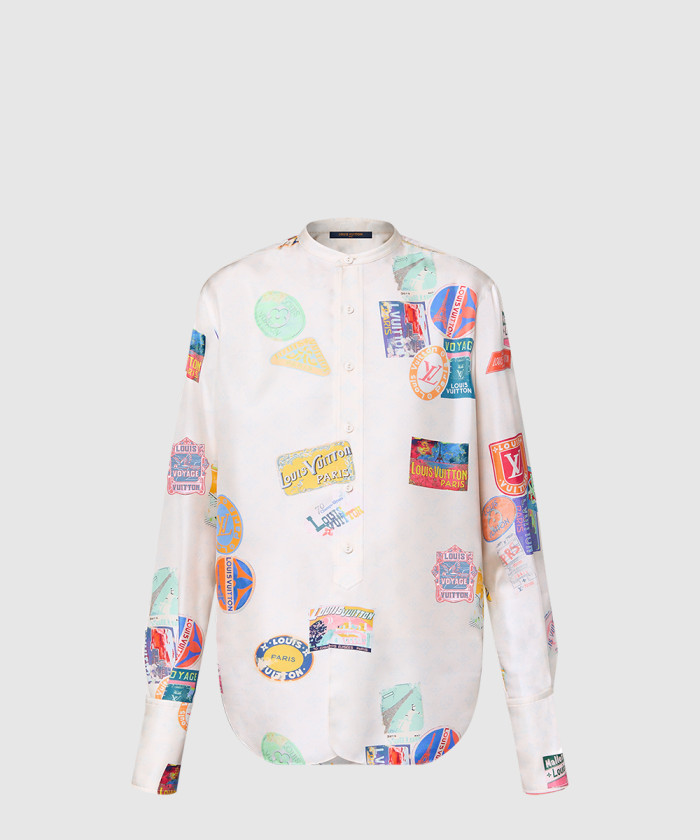 로에베 마히나 패치 실크 셔츠