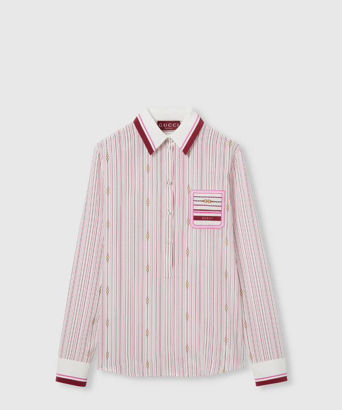 구찌 프린트 멀버리 실크 셔츠 818456