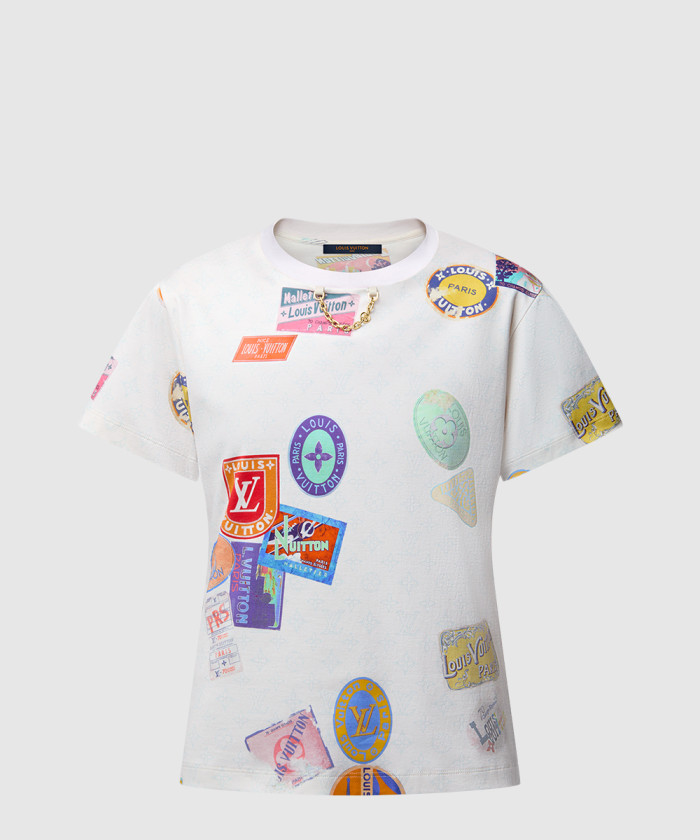 루이비통 마히나 패치 프린트 티셔츠 1AHITS