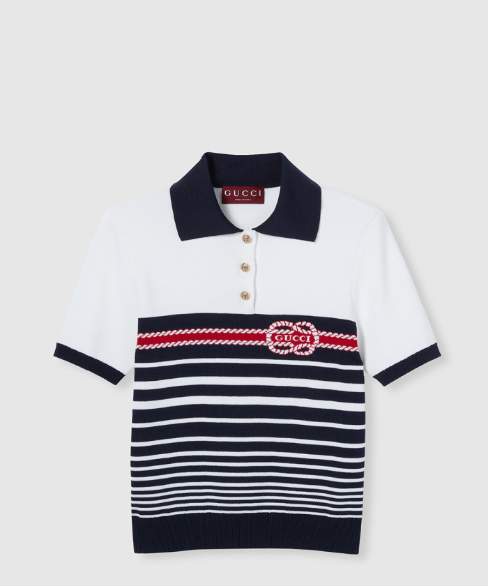 구찌 인타르시아 코튼 스티치 폴로 탑 835916