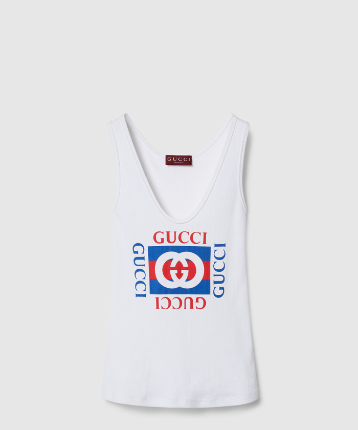 구찌 프린트 골지 코튼 조끼 790344