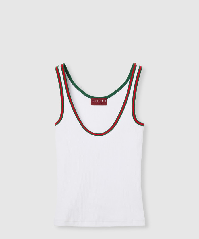 구찌 웹 코튼 리브 탱크 탑 815851